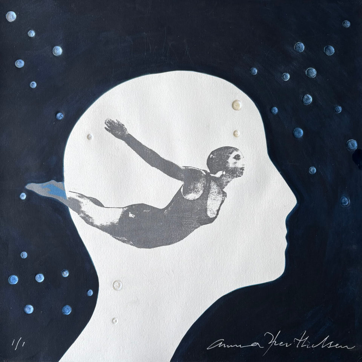 Alive in Night — silkprint and embossing, 36x36 cm