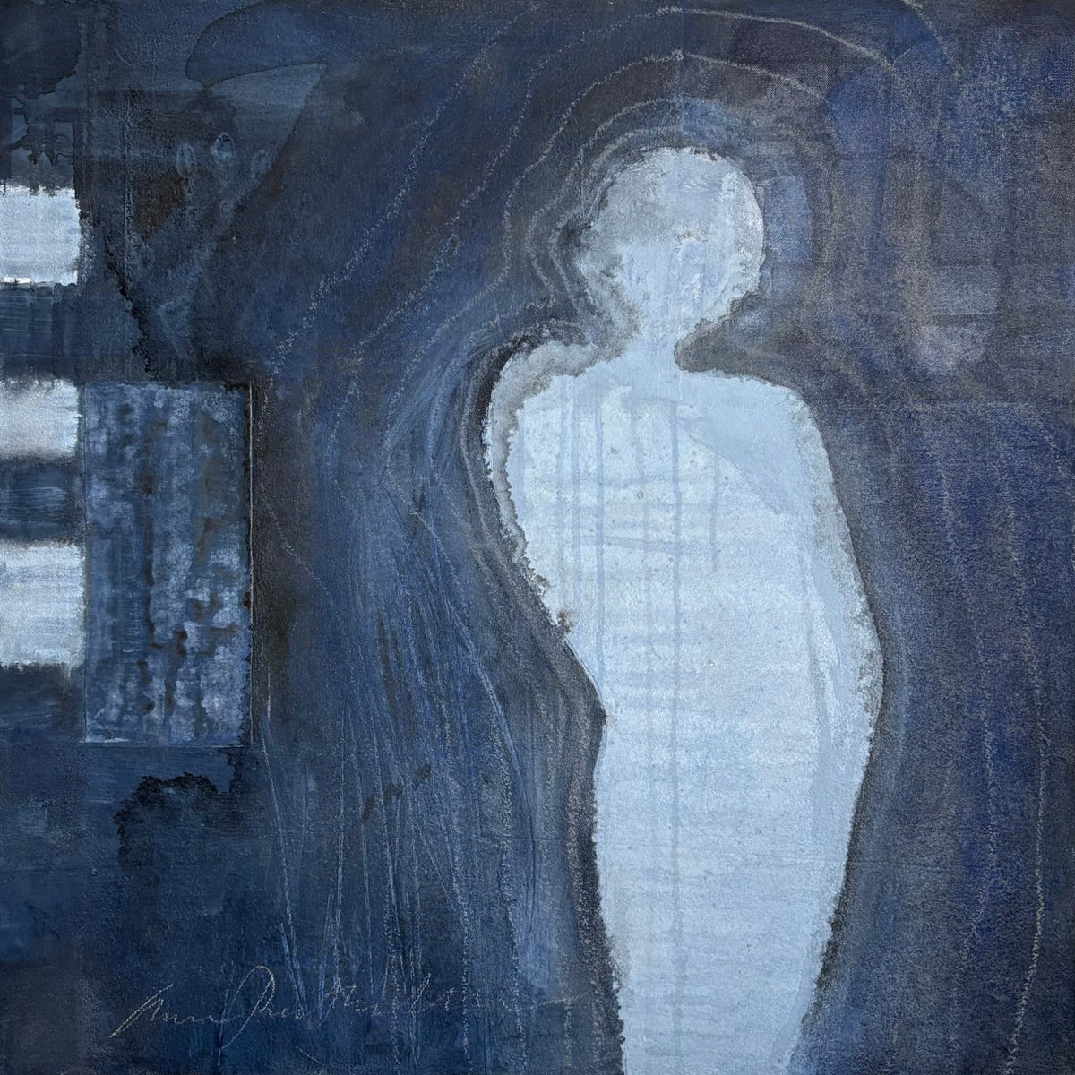 Slow Boy — mixed media original, 80x80 cm
