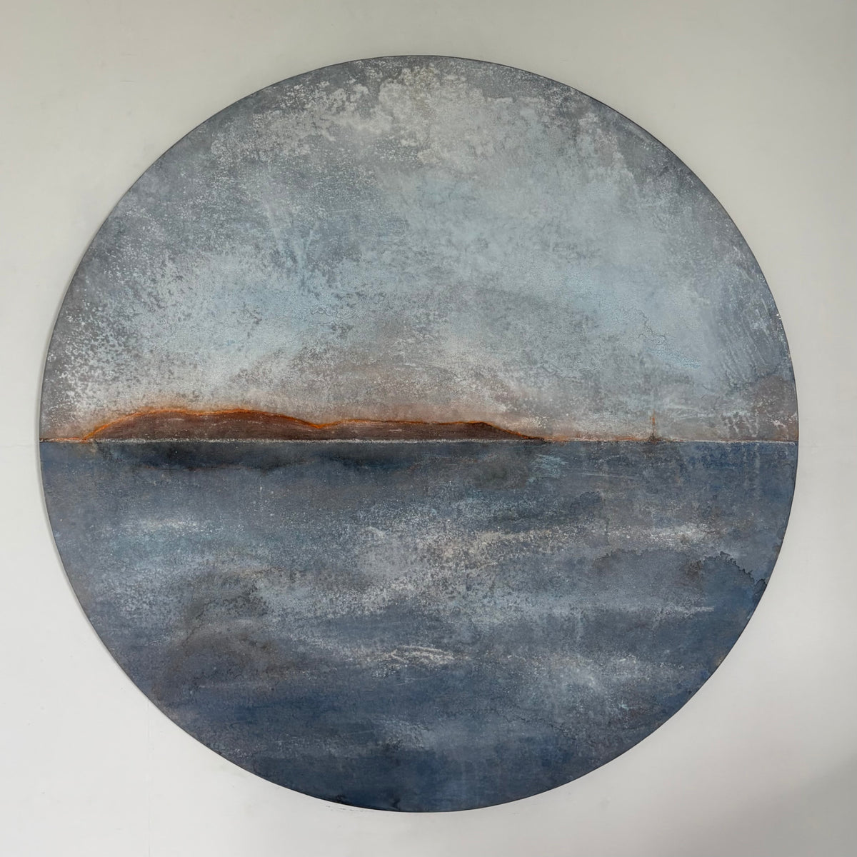 Slow View — mixed media on aluminium, 120 cm diameter